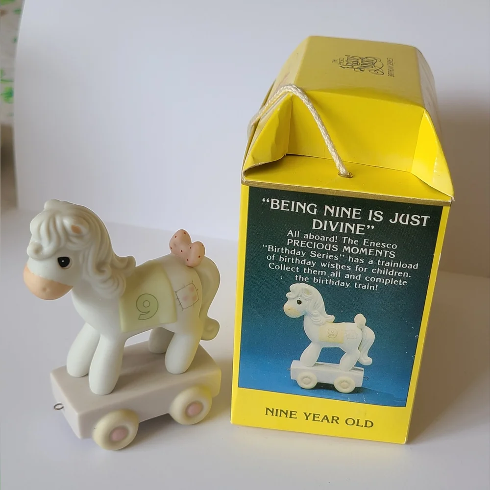 Vintage Precious Moments Birthday Train 9 Year Old Horse Collectible Figurine - Picture 3 of 14